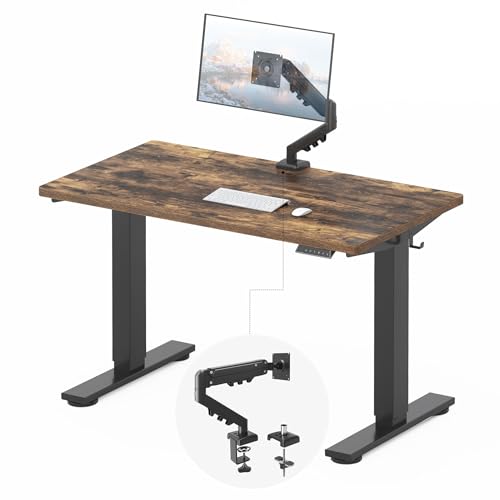 FLEXISPOT EN2 48"x24" Standing Desk Bundle with Monitor Mount, Rustic Brown - color: Black Frame + Rustic Brown, size: 48x24 | Monitor Arm