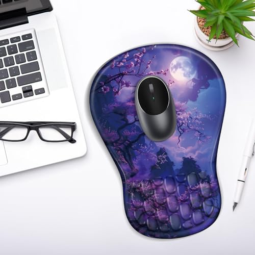 YIWEI Ergonomic Mouse Pad with Wrist Rest for Carpal Tunnel Pain Relief - color: Moonlit Night