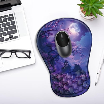 YIWEI Ergonomic Mouse Pad with Wrist Rest for Carpal Tunnel Pain Relief - color: Moonlit Night