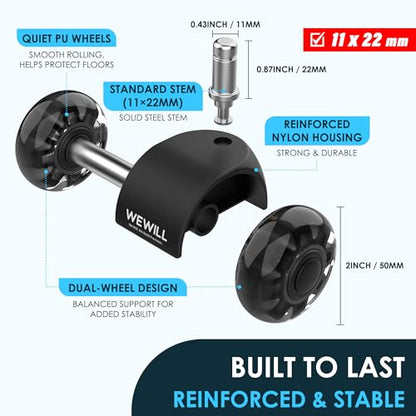 WEWILL Office Chair Wheels, Roller Blade Wheels Office Chairs, Rubber Wheels Replacement Caster, Heavy Duty Wheels for Computer Desk Chair Hardwood Floors Carpet, Set of 5 Black - color: Stain Black