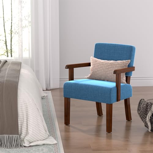 FAGAGA Accent Chair with Solid Wood Frame,Arm Chairs with Soft Seat - color: Blue, size: Chair