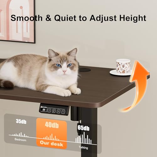 67"x24" Standing Desk, Height Adjustable Sit-Stand Home Office, Walnut | Electric Adjustable Standing Desk, Sit to Stand Computer Office Desk with Splice Board, Memory Preset, Lifts 28.7''-46.5" - color: Black Frame-walnut, size: 67-inch