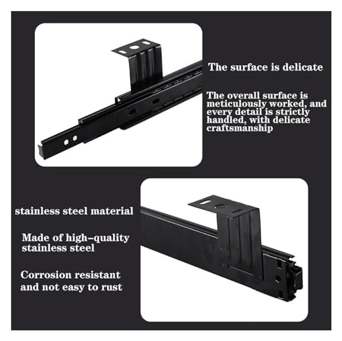 Keyboard Slides Under Desk Heavy Duty 1 Pair ， 10inch/12inch Desk Keyboard Drawer Tray Slide Rail Track- Can Support 40kg- 3 Fold Extension -Black (Size : 290mm/12inch) - size: 290mm/12inch