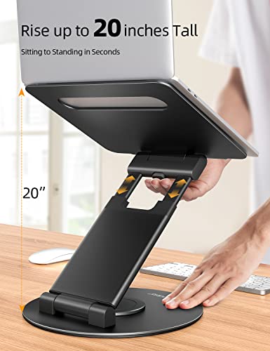 Nulaxy 18" Height Telescopic 360 Rotating Aluminum Laptop Stand Desk, Black | Ergonomic Computer Holder Riser with Heat-Vent, Standing Desk Converter Holds 22 Lbs for Office Desk Use Fits 10-17" Laptops - color: C-Black