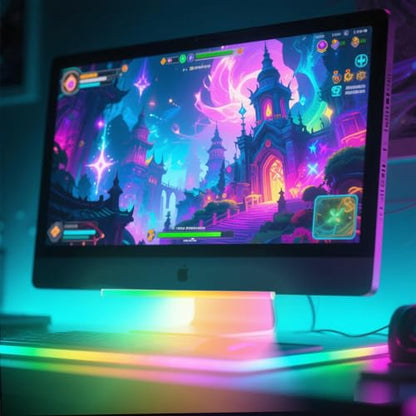 12" Under Monitor RGB Light Bar-Dense LEDs,16 Million Hues,USB-Powered, 3-Control (Button/Remote/App),LED Ambient Light for Gaming Room, Display Case & Desk Aesthetic Lighting（Silver）