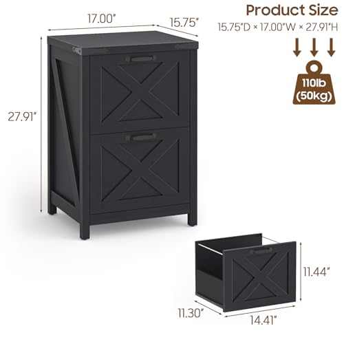 Halitaa Small Farmhouse File Cabinet with 2 Drawers for Home Office, Black - color: Black, size: 2 Drawers