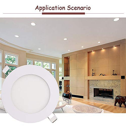 Dimmable 12W 6 inch Ultra-Thin Round LED Panel Light Ceiling, 850lm, 80W Incandescent Equivalent, 6500K Daylight White, LED Recessed Lighting for Home, Office, Commercial Lighting - color: White(6500K), size: 12W