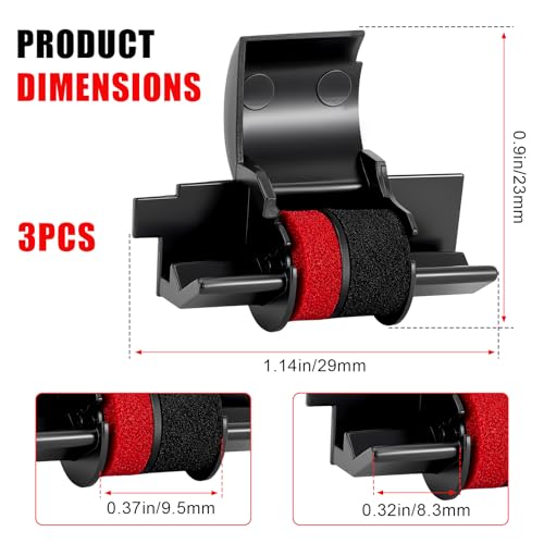 Compatible Calculator Ink Ribbon Roller 3 Pack, IR-40T CP-13 Black/Red Replacement for Casio HR-170RC HR-100TM, Canon P23-DHV P23-DHV-3, Sharp EL-1750V EL-1801V, Individually Sealed