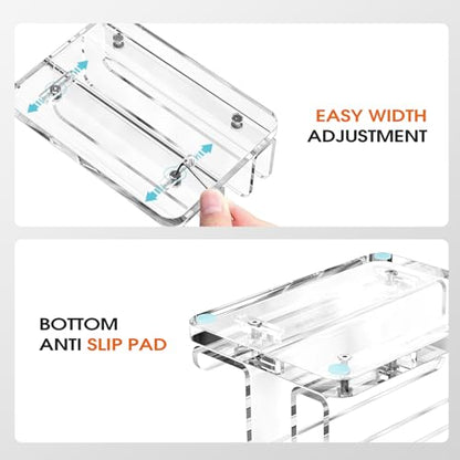 Acrylic Vertical Laptop Stand, 3-in-1 Design with Adjustable Slot Width | Clear Laptop Holder Desktop Space Saving, Supports Suitable for MacBook, IPad, IPhone, Chromebook, Surface, Samsung, Etc