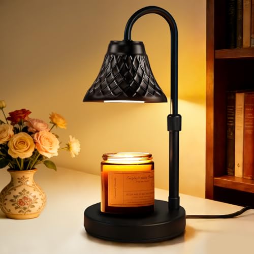 Adjustable Candle Warmer Lamp with Timer: Mothers Day Gifts Lamp fits All Candle Jar Home Decor - Wax Warmer for Scented Wax - Birthday Gifts for Women - color: Metal Black