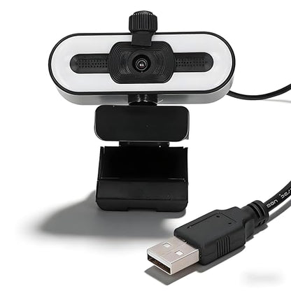 1080P HD Webcam with Microphone, Computer Web Camera Wide Angle with Adjustable Ring Light for Wins for OS X, USB Webcam for Video Streaming Conference