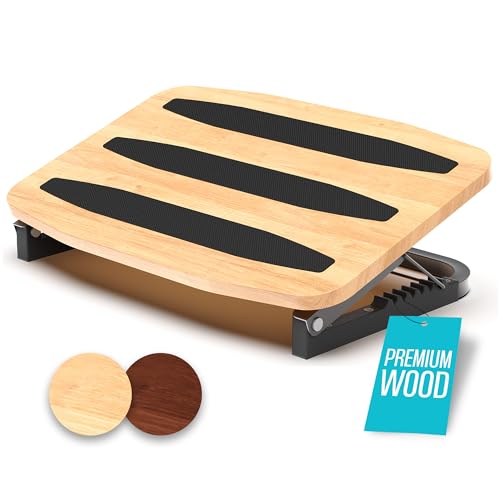 Adjustable Under Desk Foot Stool - Ergonomic Foot Rest with 7 Angles - Natural - color: Natural