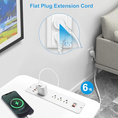8 Outlets Dual Side USB C Recessed Power Strip Flush Mount Charging Station Built in Desk Multiple Power Socket for Furniture Cabinet Table Conference (White) - color: White