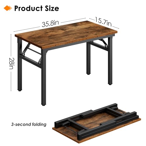Need Small Folding Computer Desk, 35.8 Inch Writing Table, Rustic Brown - color: Rustic Brown, size: 35.8 inches