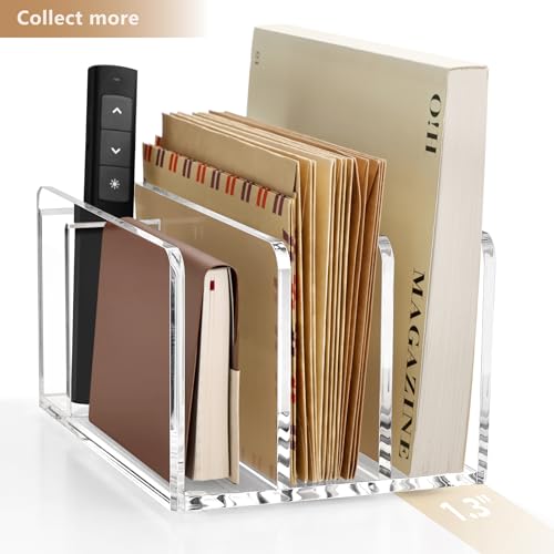 SANRUI Acrylic Mail Organizer with Pen Holder, 3-Slot Mail Holder, Clear - size: 3 Slots with Pen Holder