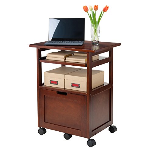 Winsome Piper 3-Shelf Wood Mobile Printer Stand, Brown (94427) | Small Computer Desk, Simple Table for Gaming, Writing, Studying, Crafts, Work, Sturdy Home Office Furniture