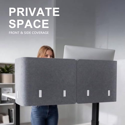 Desk Privacy Panel,2PCS L-Shaped Clamp-On Office Desk Divider,47.2" x 15.7" - color: Grey, size: 47.2" x 15.7"