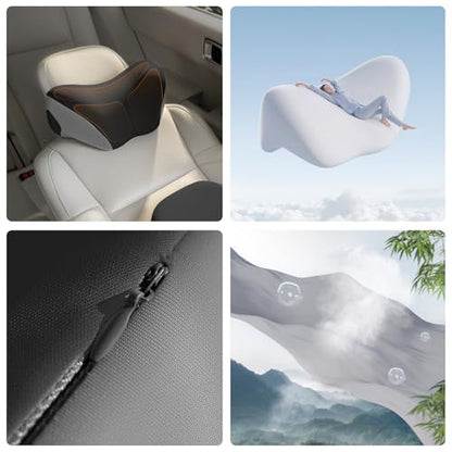 BEBAS Ergonomic Car Headrest Pillow, Memory Foam Neck Support, BlackGray - color: Black Gray