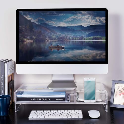BEYGORM Acrylic Monitor Stand for Full Keyboard, 20" Wide 2-Tier