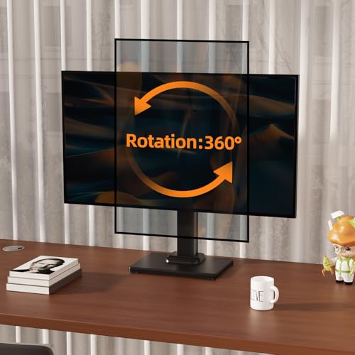 Suptek Single LCD Monitor Stand Mount Riser for 13-43 Inch Screen | Holds up to 44lbs, Free-Standing, Swivel, Height Adjustable, Rotation, 50-100mm VESA Base - size: 13-43in(single)