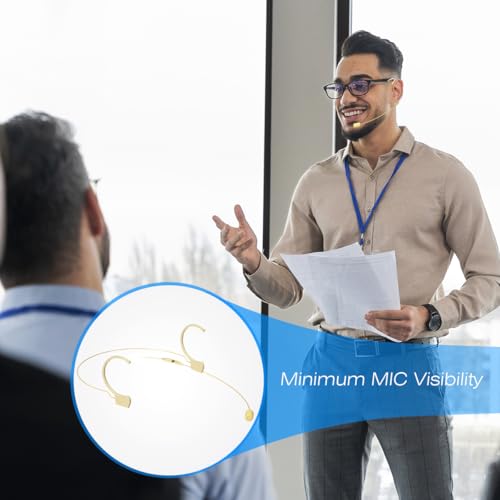 KIMAFUN Headset/Headworn Microphone Professional Earset Over Ear Hanging Condenser Mic Compatible with Audio Technica Wireless System Bodypack Transmitter, For Performance, Theater, Lecture - Beige T4 - size: T4 for Audio Technica Wireless System