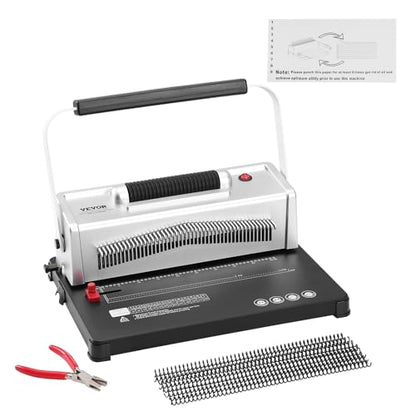 VEVOR Coil Spiral Binding Machine, Manual Book Maker with Electric Binding, 46-Holes Binding 500 Sheets Punch Binder, with 100pcs 5/16'' Coil Binding Spines, for Letter Size, A4, A5 - style: Electric Binding