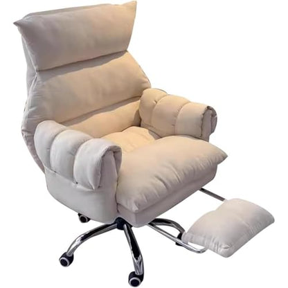 Executive Office Chair with Wheels, Swivel Computer Recliner, Padded Seat & Arms, Adjustable Height, Ergonomic Desk Chair for Home Office, Study & Conference,Beige-Without - color: Beige, size: Without