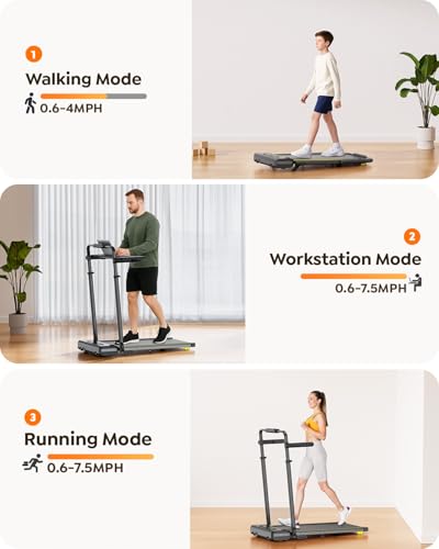 Acezoe 3 in 1 Under Desk Treadmill with Incline, Walking Pad with Removable Desk Workstation, Adjustable Height for Different Need, 300lbs Capacity, Foldable Compact for Home Small Office - color: Yellow Line