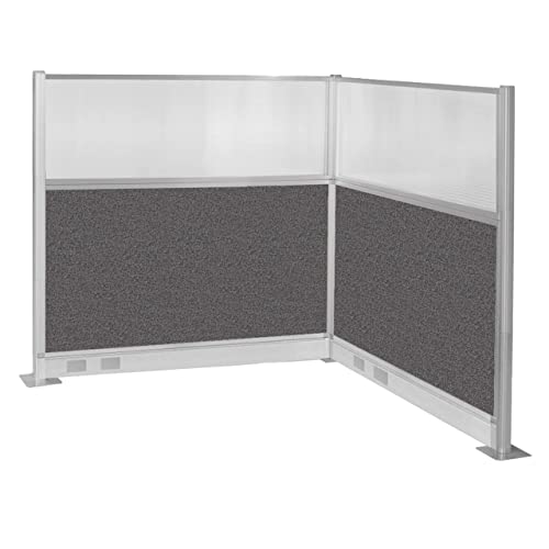 Versare Pre-Configured Hush Panel Electric Cubicle | Workstation Divider Walls | Cubicle Privacy Panels | Office Partition Walls - color: Charcoal Gray, size: 6' x 6' L-Build W/ Window