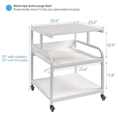 Fannova 25.6"x23.6"x30.9" Extra Large White Printer Stand with Storage - color: White, size: 25.6"W x 23.6"D x 30.9"H