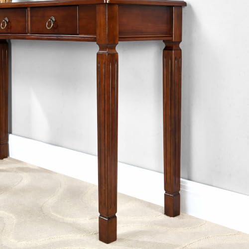 Solid Wood Writing Desk with 3 Drawers, 47"W Large Secretary Table - size: 47.2"W