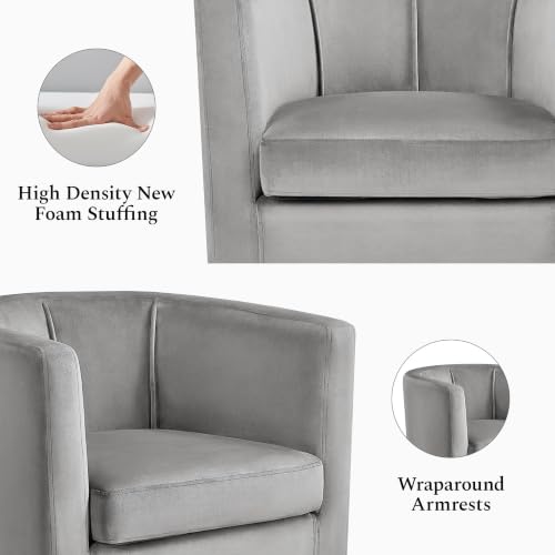 Yaheetech Barrel Accent Chairs Set of 2, Modern Armchairs, Gray | Soft Velvet Chair with High-Density Foam Seat, Upholstered Barrel Sofa Chair for Living Room Bedroom Waiting Room - color: Grey, size: Set of 2
