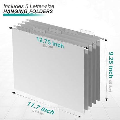 Sinboun Hanging File Organizer Includes 5 Hanging Folders for Office, White - color: White