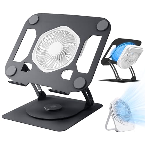 SHUWEI Laptop Cooling Stand w/Detachable Fan, for up to 16" Laptop, Black - color: Black, size: For 15.6" Laptop & 360°Rotation