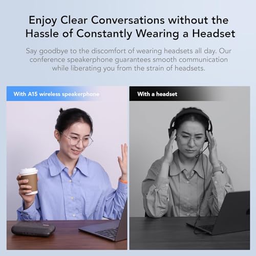 NUROUM A15 Conference Speaker and Microphone, Portable Bluetooth Wireless Speakerphone, 360° Noise Cancelling Voice Pickup, Daisy Chian for Calls/Computer/PC/Laptop via Bluetooth/Dongle/USB-A/C Grey - style: A15-Grey