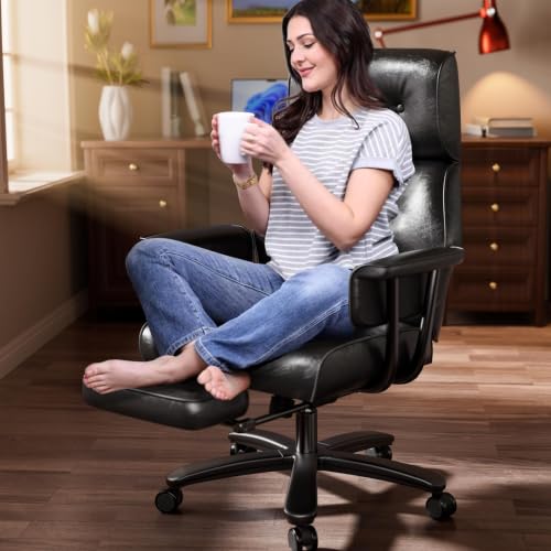 SeekFancy Reclining Criss Cross Office Chair with Wheels & Arms, Black - color: Black