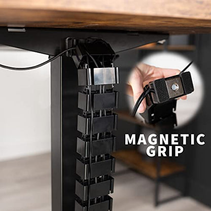 VIVO Standing Desk Vertebrae Magnetic Cable Management Kit, Adjustable Quad Entry Flexible Spine Wire Organizer Cord Snake for Home Office, Black, DESK-AC01M