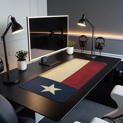 L&B Mercantile American Flag XXL Deskpad, Desk Mat for Computer Keyboard and Mouse – Patriotic USA Gaming Mousepad, Extra Long XL Mouse Pad for Laptop Office Desk. (Texas Flag) - color: Texas Flag