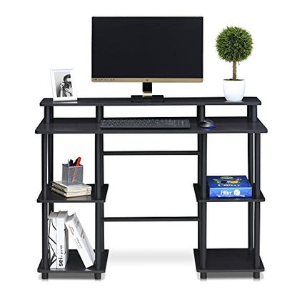 FURINNO Turn-N-Tube computer Desk, Espresso | Computer Desk with Monitor Stand, Office Desk for Home Office, Bedroom - color: Espresso/Black