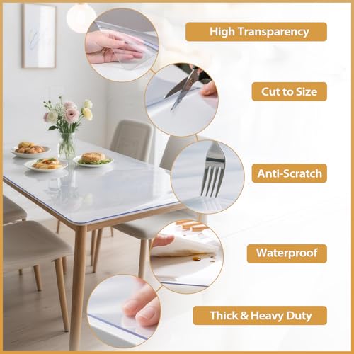 42x84in Clear PVC Table Protector 1.4mm Waterproof Cover - color: Clear 1.4mm, size: 42" x 84"