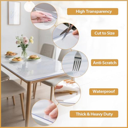 36x60in Clear PVC Table Protector 1.4mm Waterproof Cover - color: Clear 1.4mm, size: 36 x 60 inch Rectangle