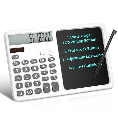 Desk Calculator with LCD Writing Tablet & Foldable Kickstand