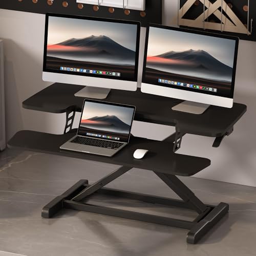 FLEXISPOT Standing Desk Converter, 36", Black - color: Black, size: 36"