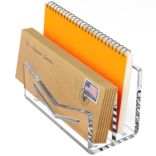 Beego Envelope and Mail Organizer Countertop - 2 Compartments Clear Acrylic Desk Organizer Letter Holder Desktop File Sorter Bill Document Folder Rack for Office, Home, School Desk Organization - color: Clear, size: 2 Compartments