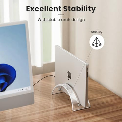 Acrylic Vertical Laptop Stand for Desk,Acrylic Invisible Desktop Notebook Dock,Vertical Laptop Holder Space-Saving Organizer for All MacBook, Surface, Samsung, HP, Dell - color: Clear