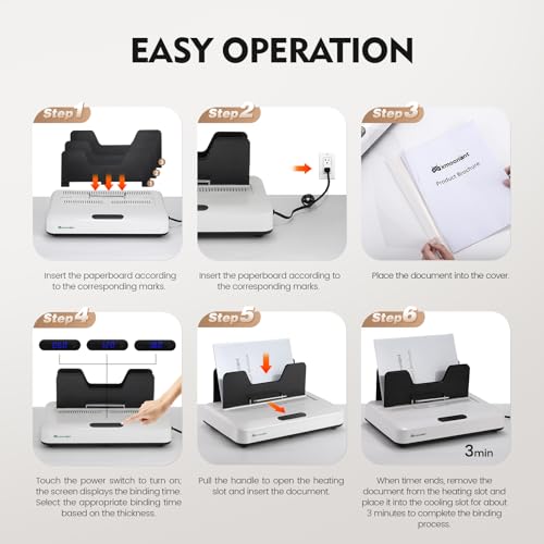 Mxmoonant Thermal Binding Machine PRO 500 Sheets, for A3(Short Edge)/A4/A5
