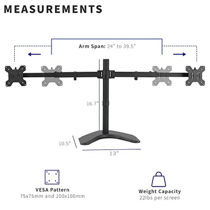 VIVO Premium Dual Ultra Wide LCD LED 27 to 38 inch Monitor Desk Stand, Heavy Duty, Free-Standing Telescoping Arms, Flush Wall Setup, Fits 2 Screens, Black, STAND-TS38B - color: Black