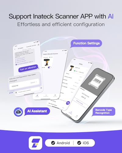 Inateck Industrial Barcode Scanner Bluetooth, 1D Scanner Wireless with IP67 Waterproof and Dustproof, Handscanner with App & SDK，BCST-61 - style: 1D IP67
