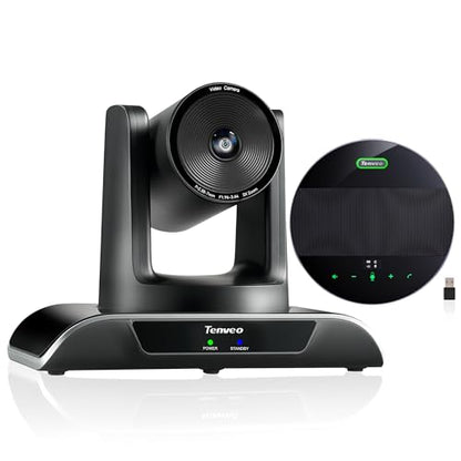 Tenveo 3X Optical Zoom 1080P 60FPS PTZ Conference System with 114° Wide-Angle Lens and MagiCall Bluetooth Speakerphone, Video Output via USB 3.0/HDMI/RS485/RS232, Ideal for Large Meetings - size: 3X Zoom/USB3.0/HDMI/MagiCall