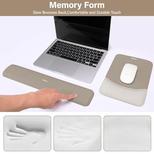 MOSISO Wrist Rest Support Mouse Pad & Keyboard Set, Bronze Brown | Rectangular Ergonomic Mousepad, Non-Slip Base, Home/Office Pain Relief & Easy Typing, Neoprene Cloth & Raised Silicone Lining - color: Bronze Brown